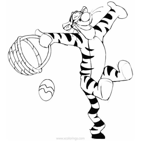 Disney Winnie The Pooh Easter Coloring Pages Tigger And Rabbit