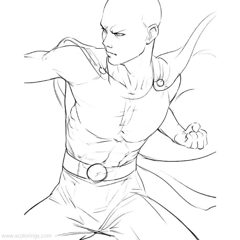 One Punch Man Coloring Pages Saitama XColorings