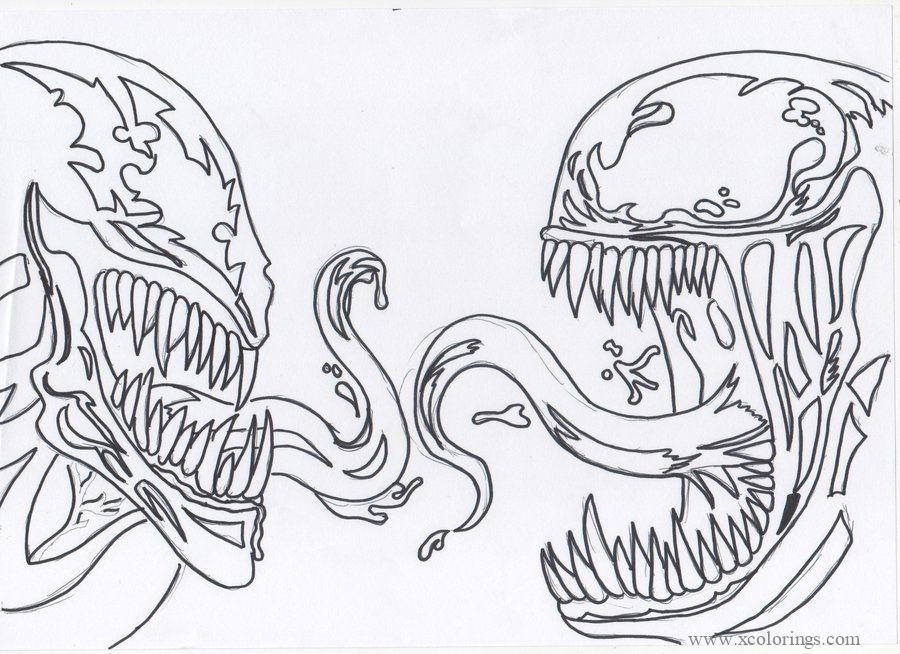 Heads Of Carnage And Venom Coloring Pages XColorings
