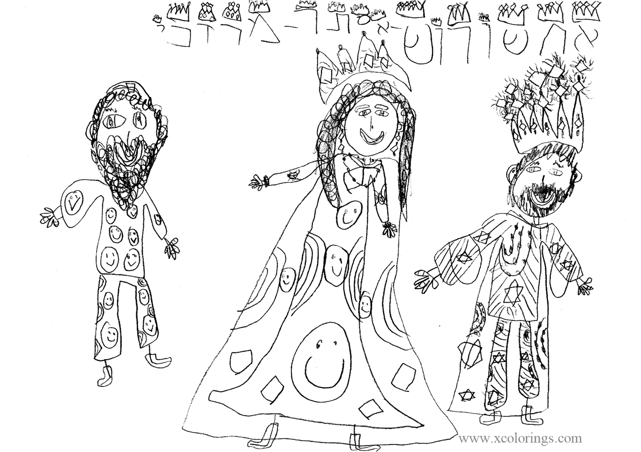 Free Kids Drawing Purim Coloring Pages printable