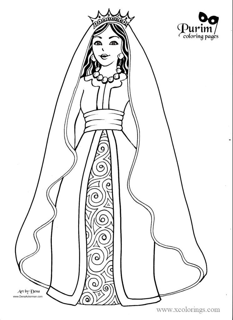 Free Pretty Esther of Purim Coloring Pages printable