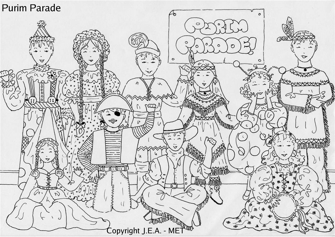 Free Purim Parade Coloring Pages printable