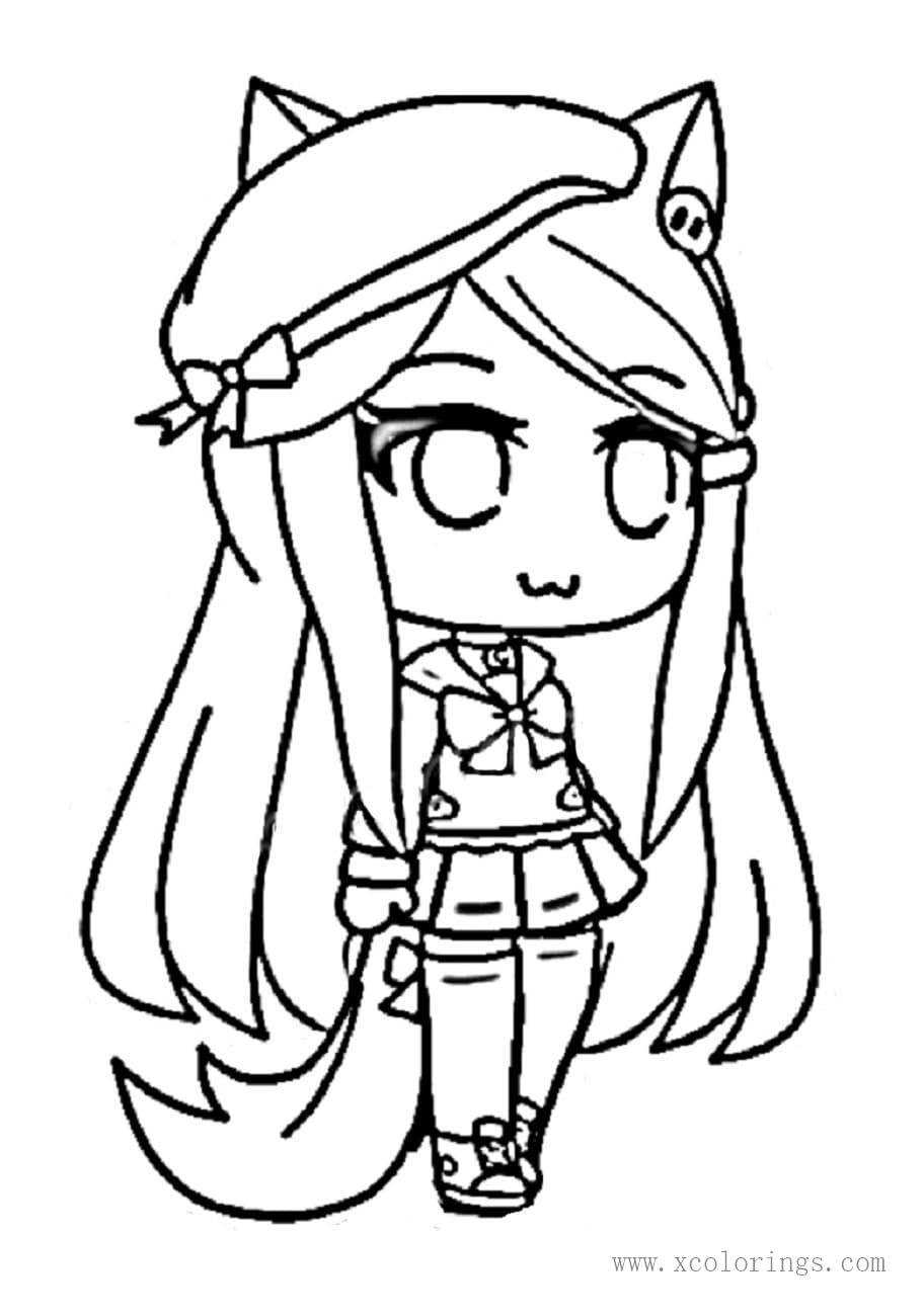 Gacha Life Girl with Hat Coloring Pages - XColorings.com