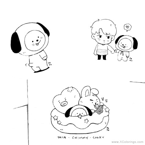 BT21 Coloring Pages Donuts