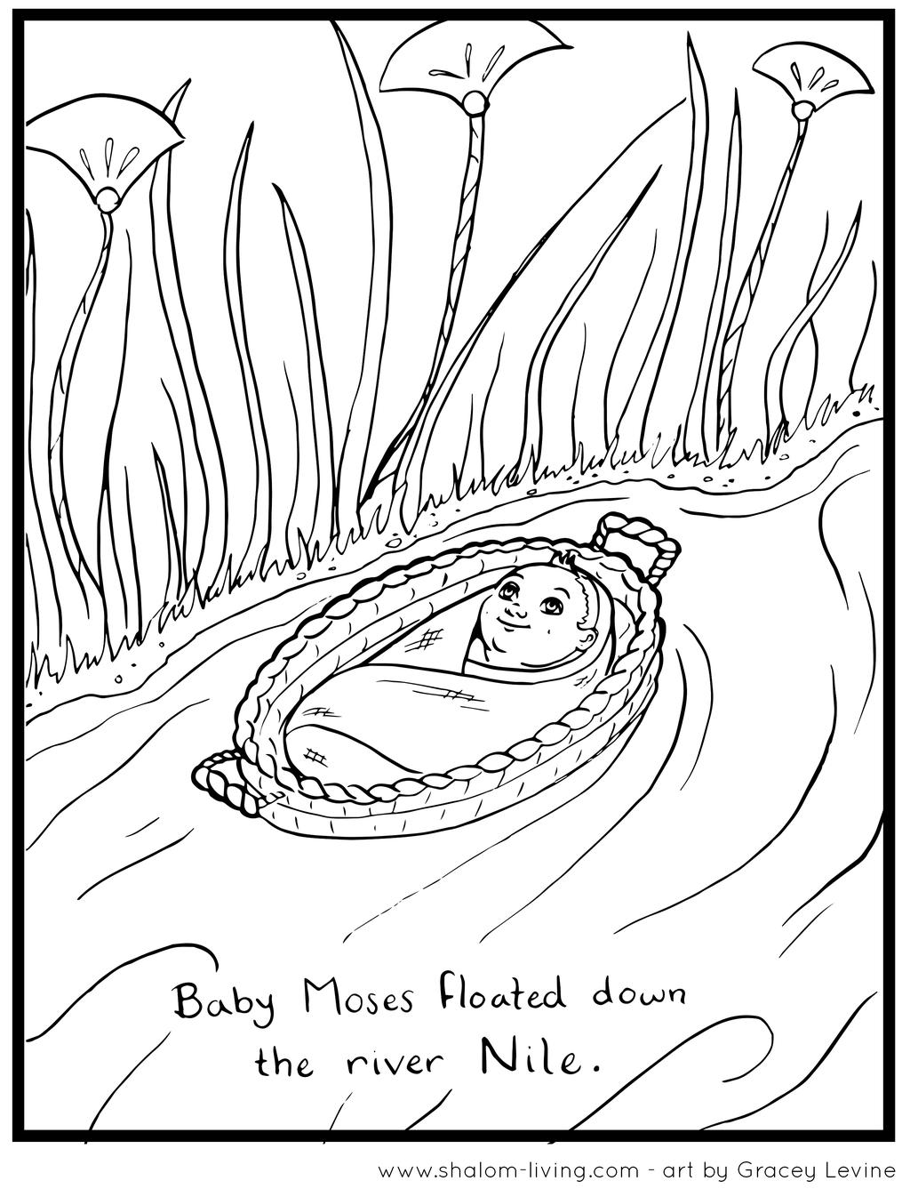 Free Baby Moses of Pesach Coloring Pages printable