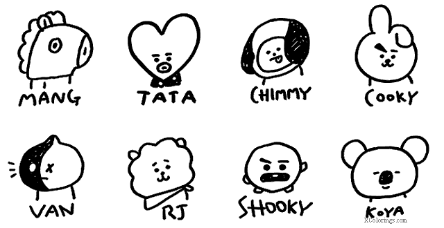 Free Bt21 Characters Coloring Pages printable