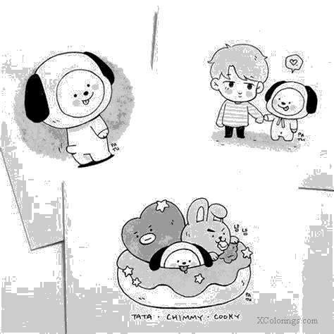 BT21 Coloring Pages Donuts - XColorings.com