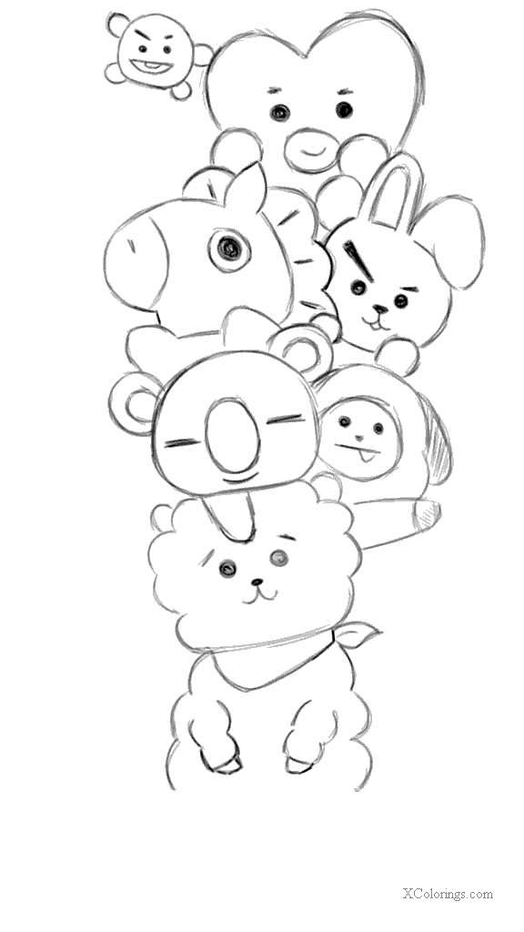 Download Bt21 Coloring Pages Friends - XColorings.com