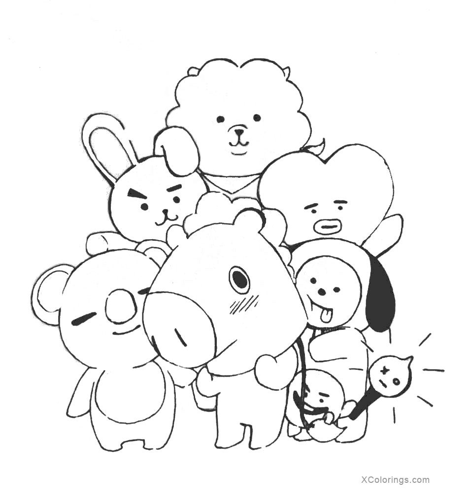 Download Bt21 Coloring Pages Hand Drawing - XColorings