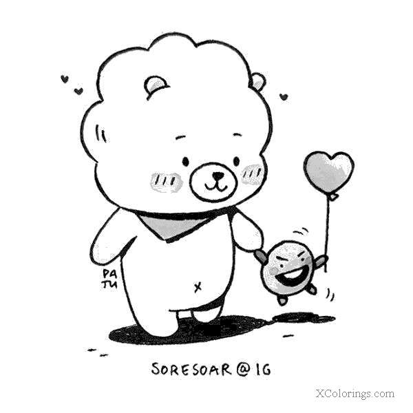 Free Bt21 RJ and Shooky Coloring Pages printable