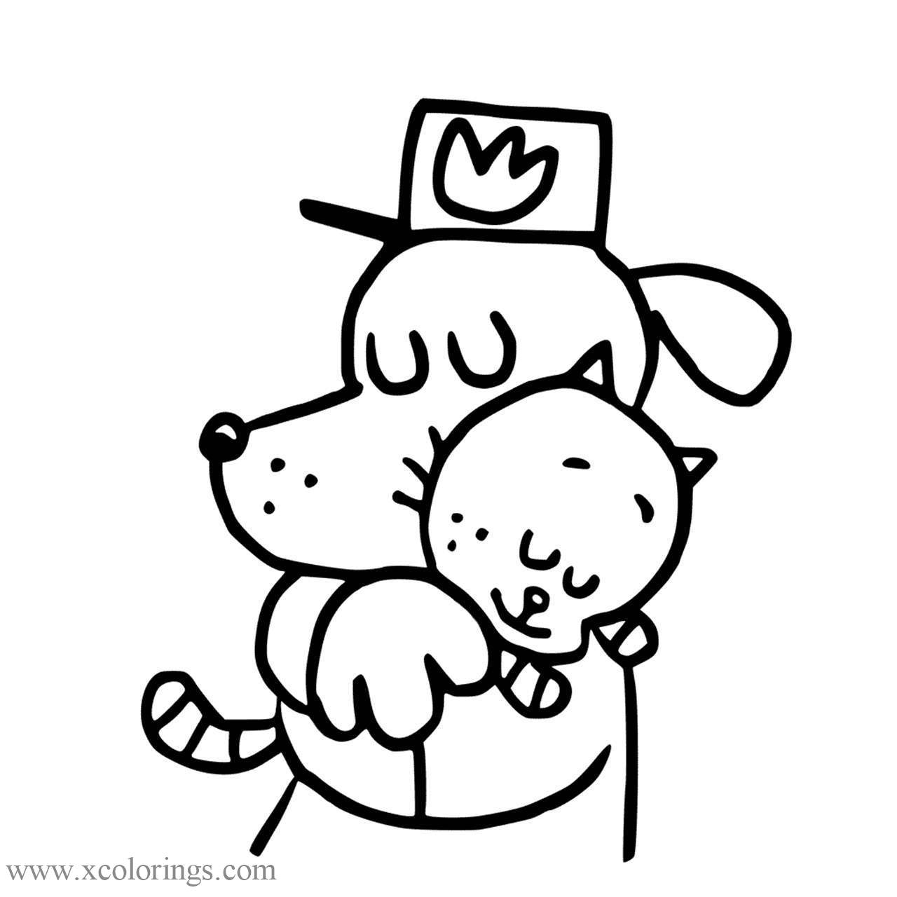 Free Cat Kid and Dog Man Coloring Pages printable