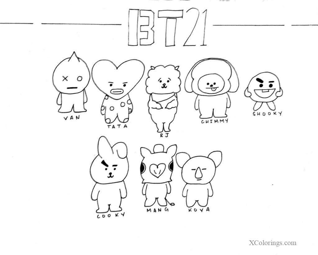 Download Characters from BT21 Coloring Pages - XColorings