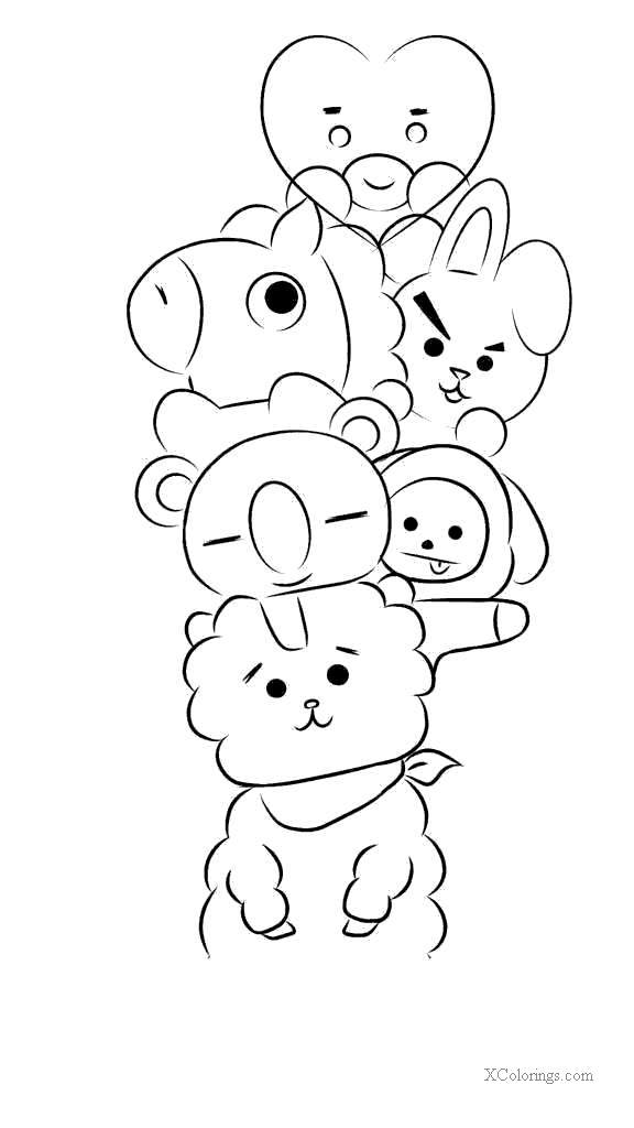 Free Cute Bt21 Coloring Pages printable