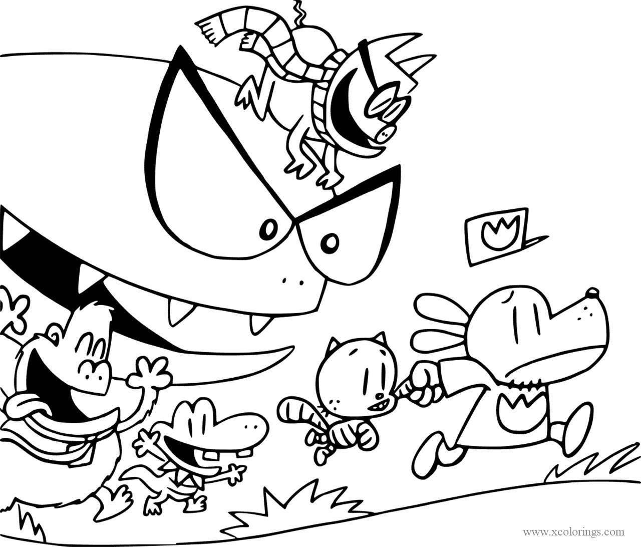 Dog Man Characters Coloring Pages XColorings