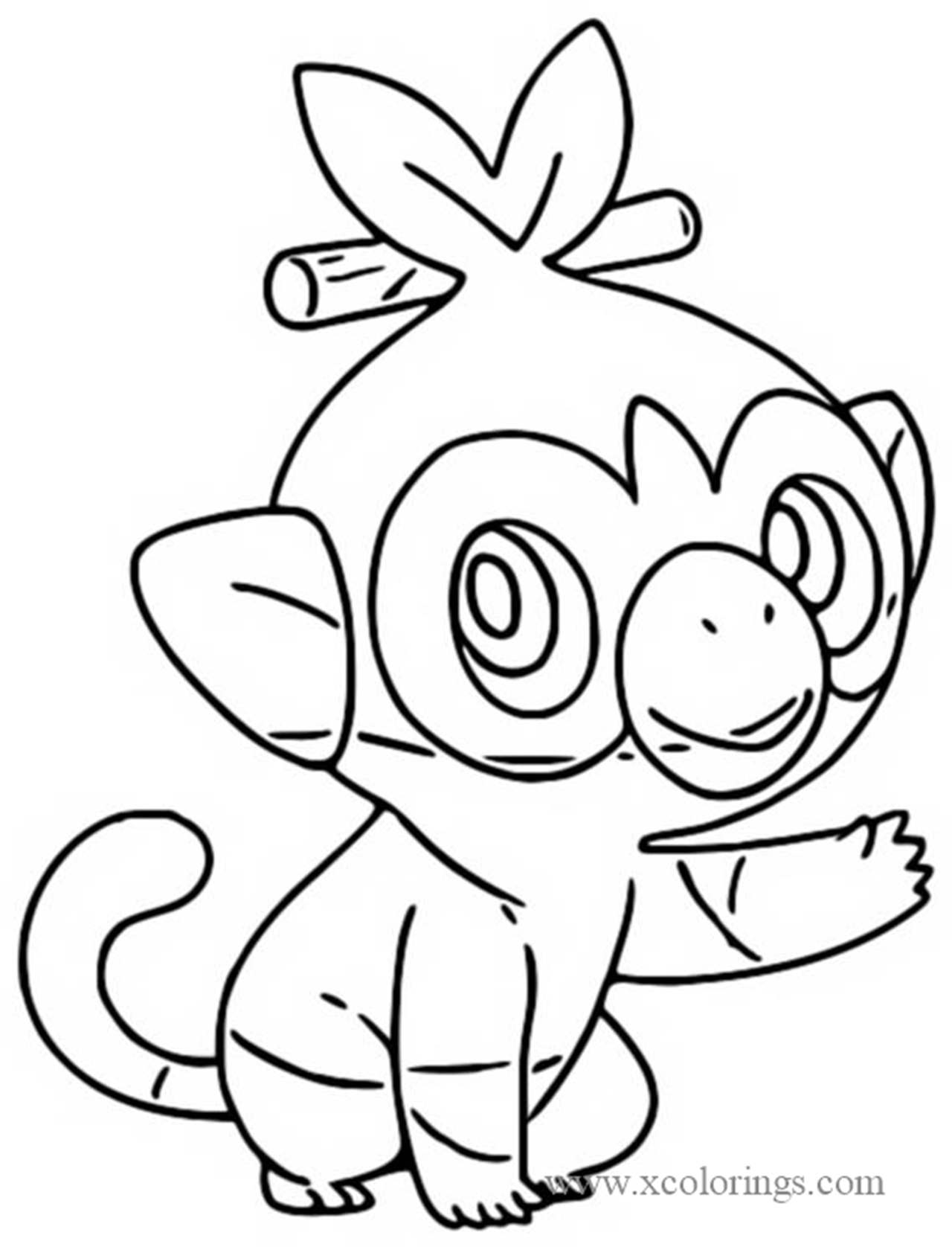 Free Grookey from Pokemon Sword and Shield Coloring Pages printable