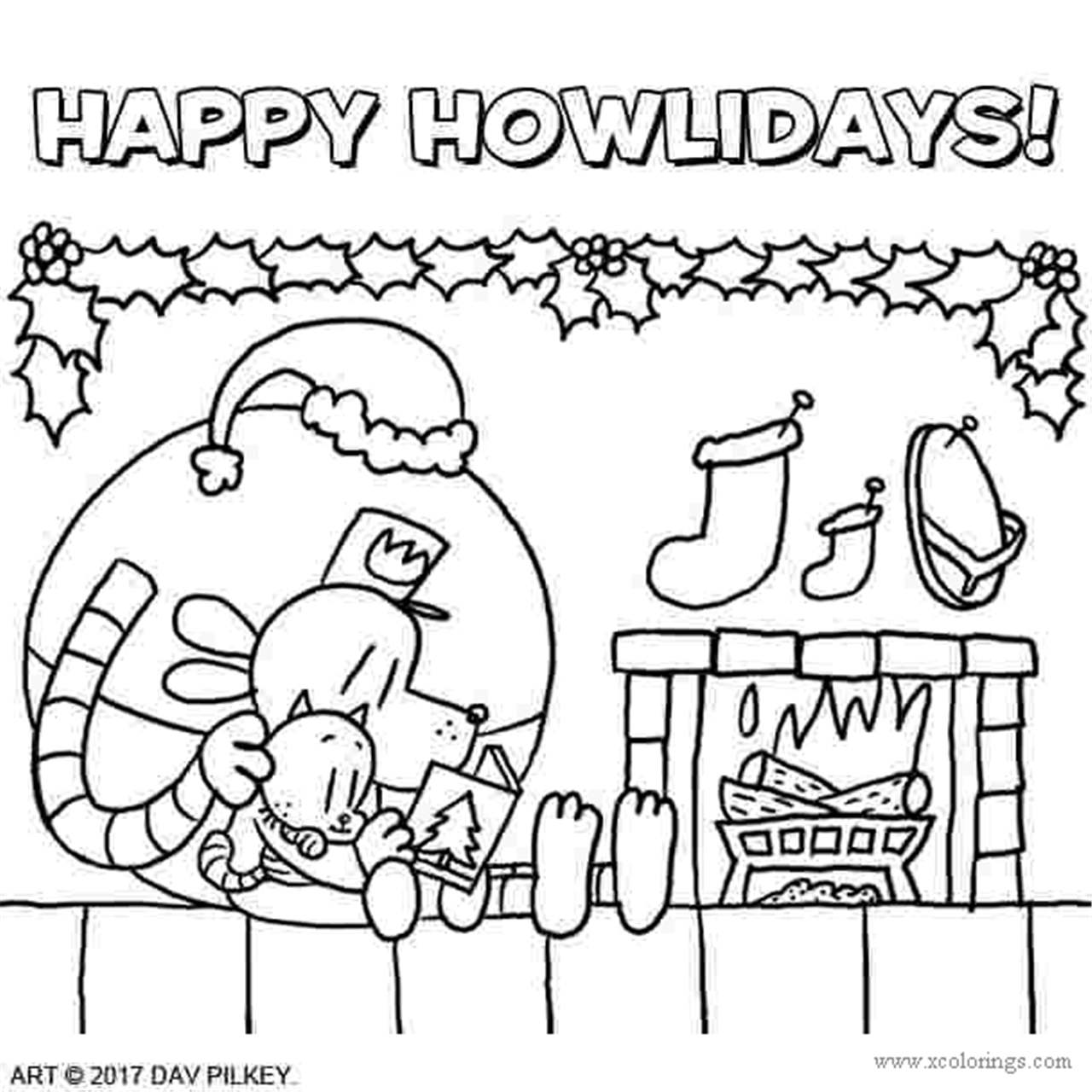 Free Happy Christmas Dog Man Coloring Pages printable