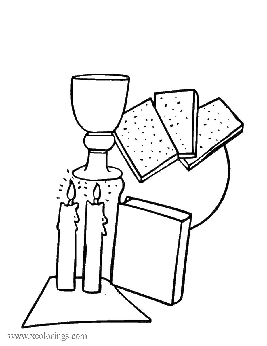 Free Passover Candles and Bread Coloring Pages printable