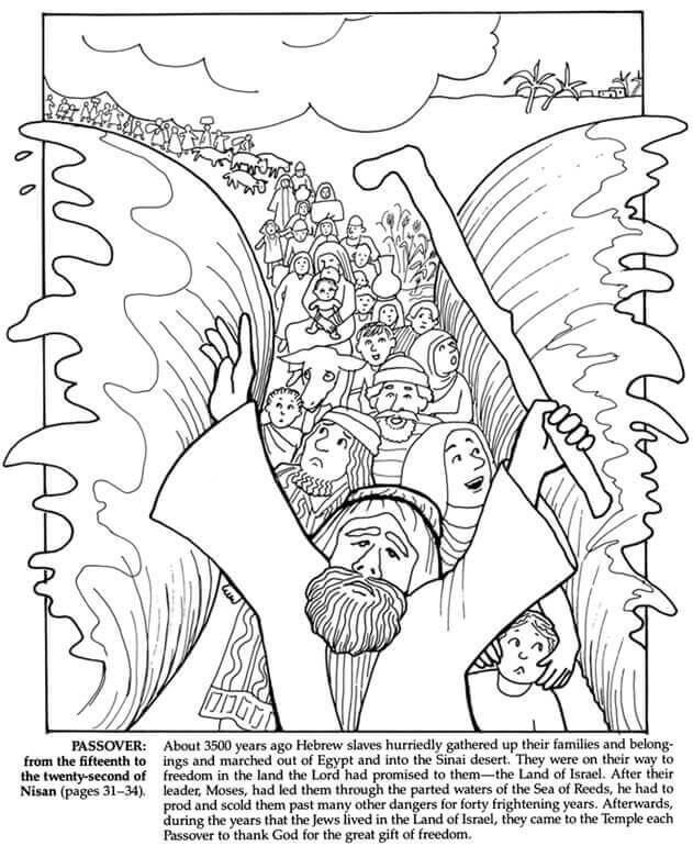 Free Passover Coloring Pages Moses Divided Red Sea printable