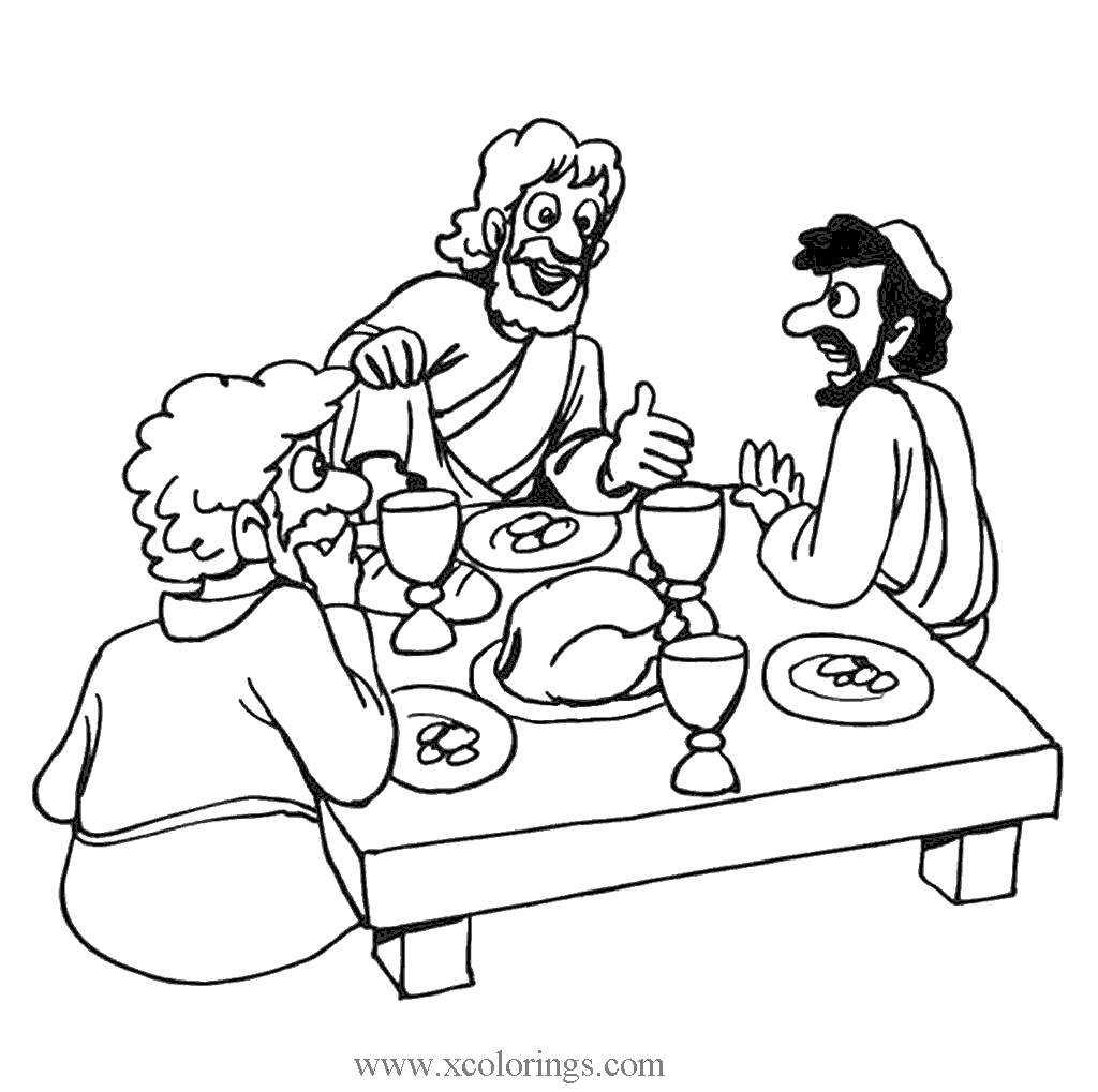 Free Pesach Men with Seder Coloring Pages printable