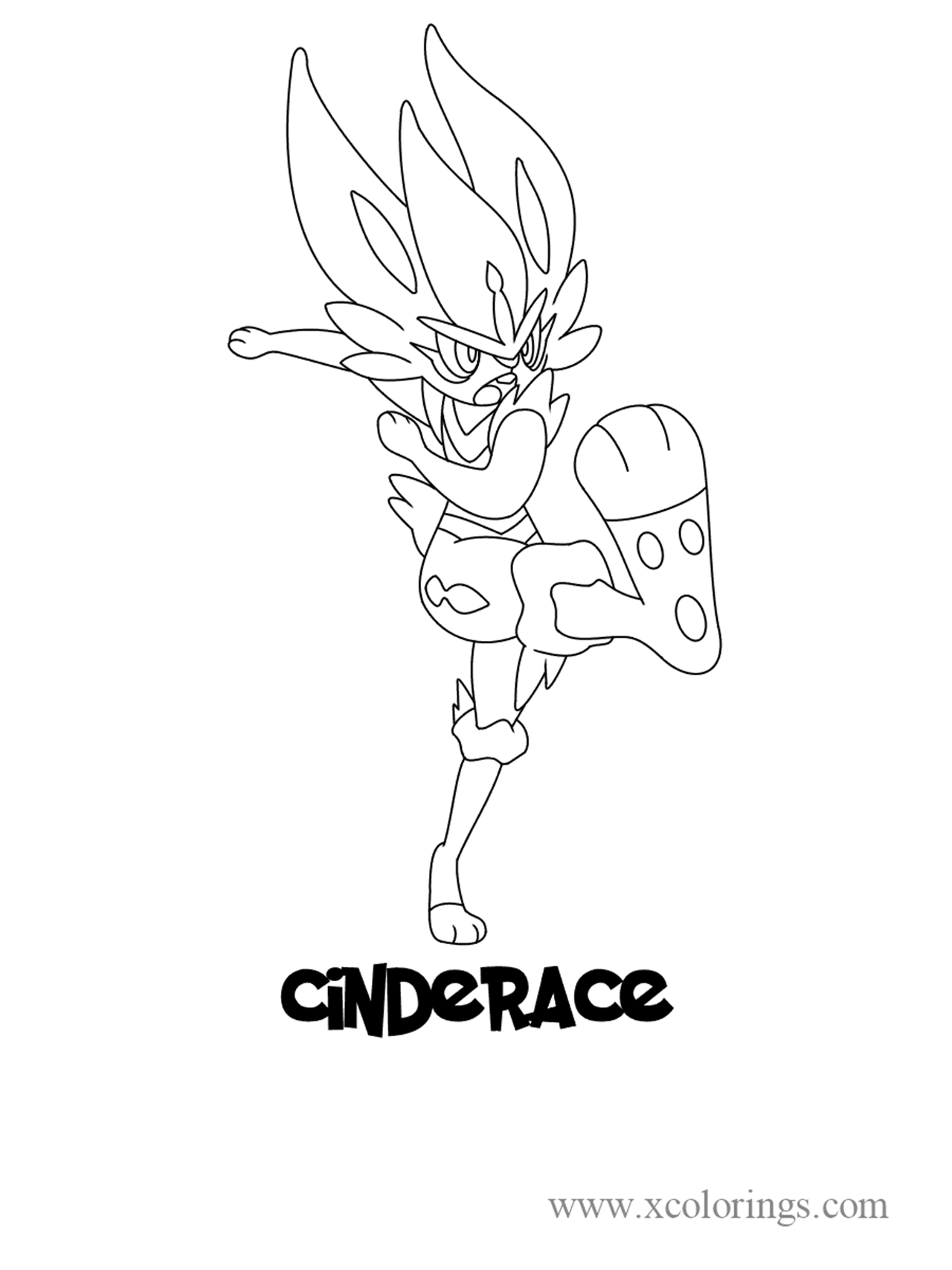 Free Pokemon sword and shield Cinderace Coloring Pages printable