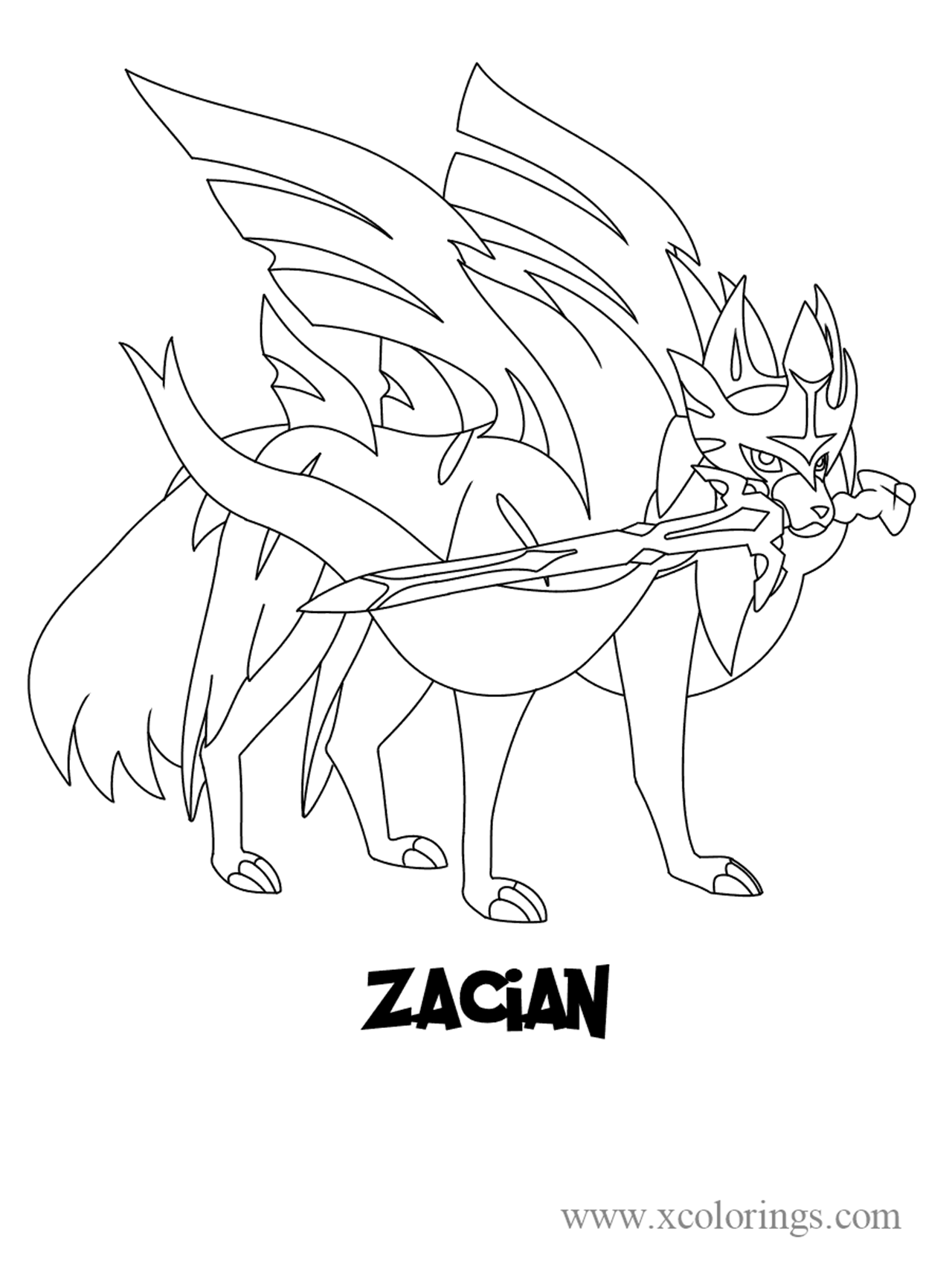 pokemon sword and shield coloring pages zacian legendary