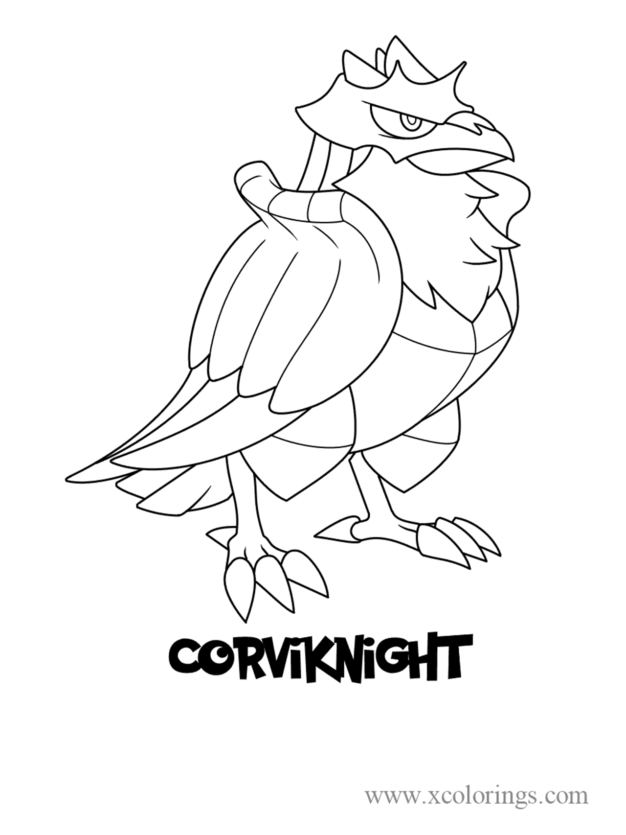 Free Pokemon sword and shield Corviknight Coloring Pages printable