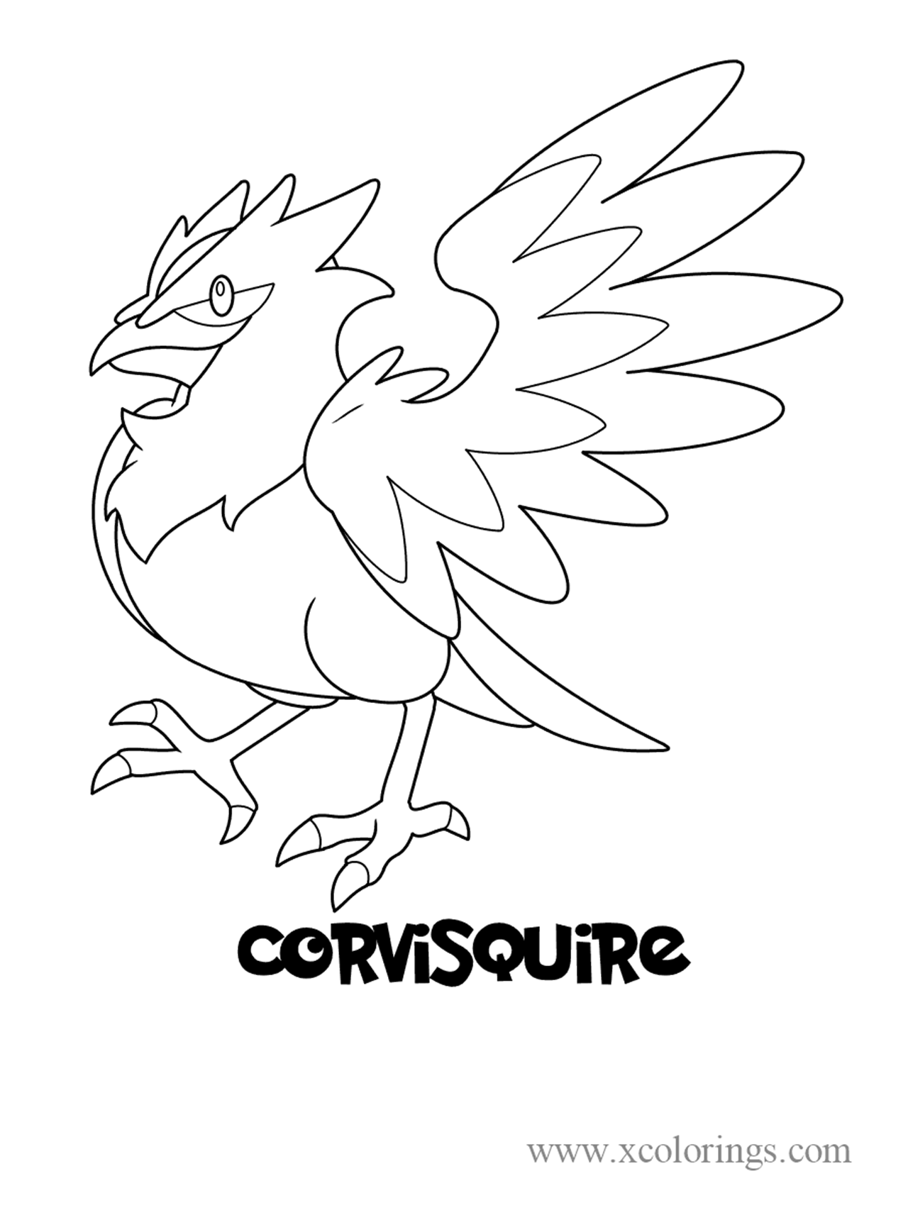 Free Pokemon sword and shield Corvisquire Coloring Pages printable