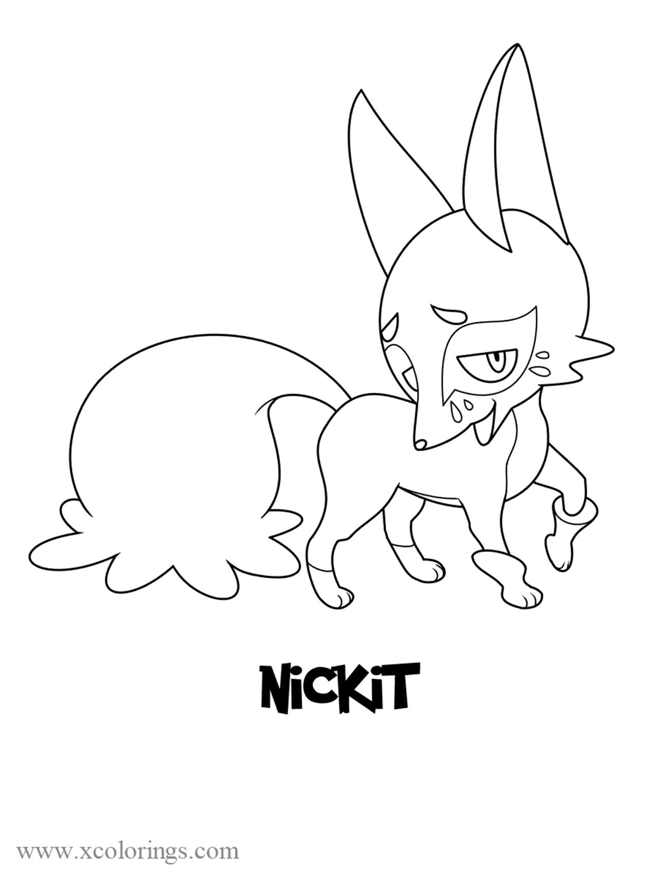 Free Pokemon sword and shield Nickit Coloring Pages printable