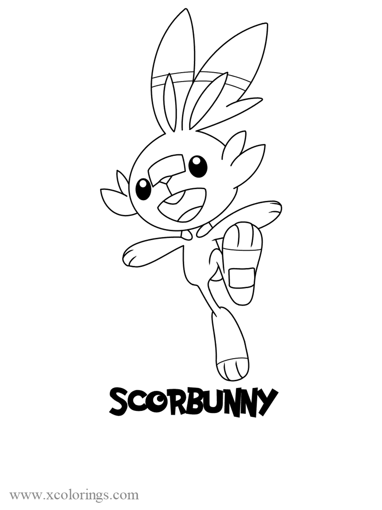 Pokemon sword and shield Scorbunny Coloring Pages - XColorings.com