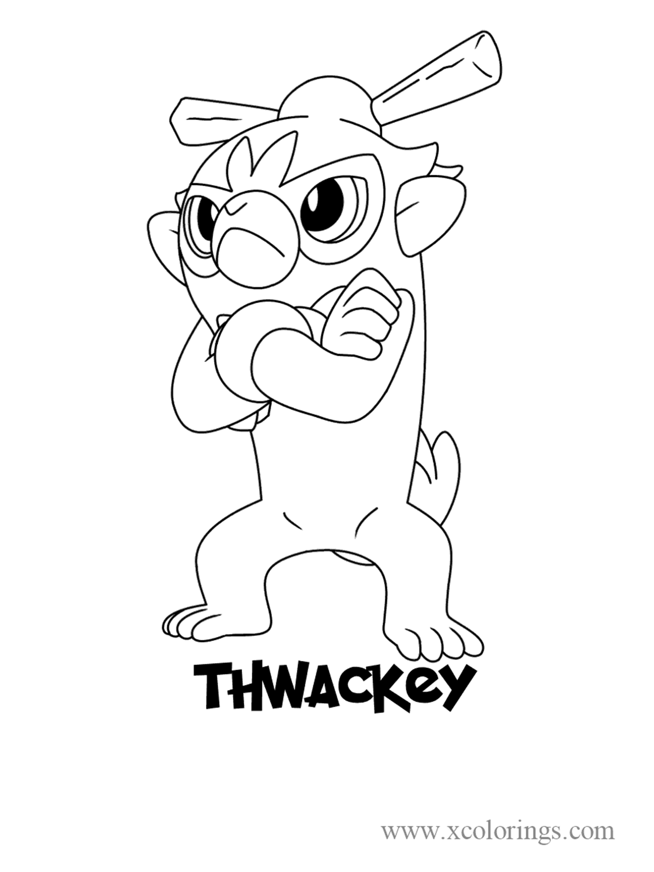 Free Pokemon sword and shield Thwackey Coloring Pages printable