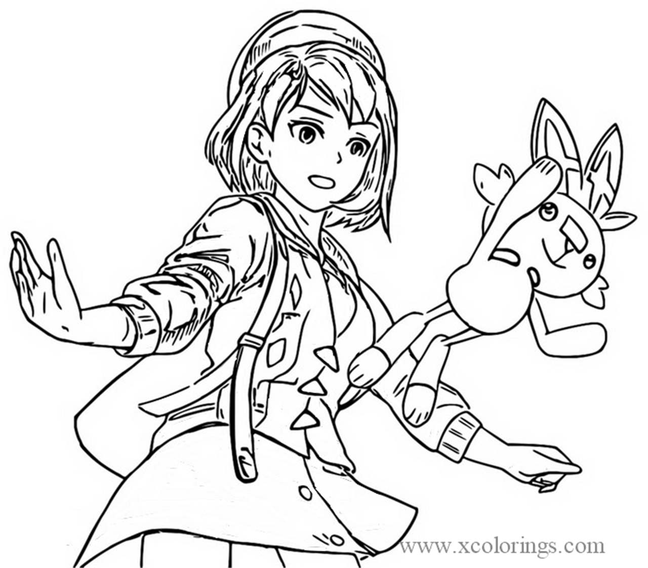 Free Scorbunny and Trainer from Pokemon Sword and Shield Coloring Pages printable