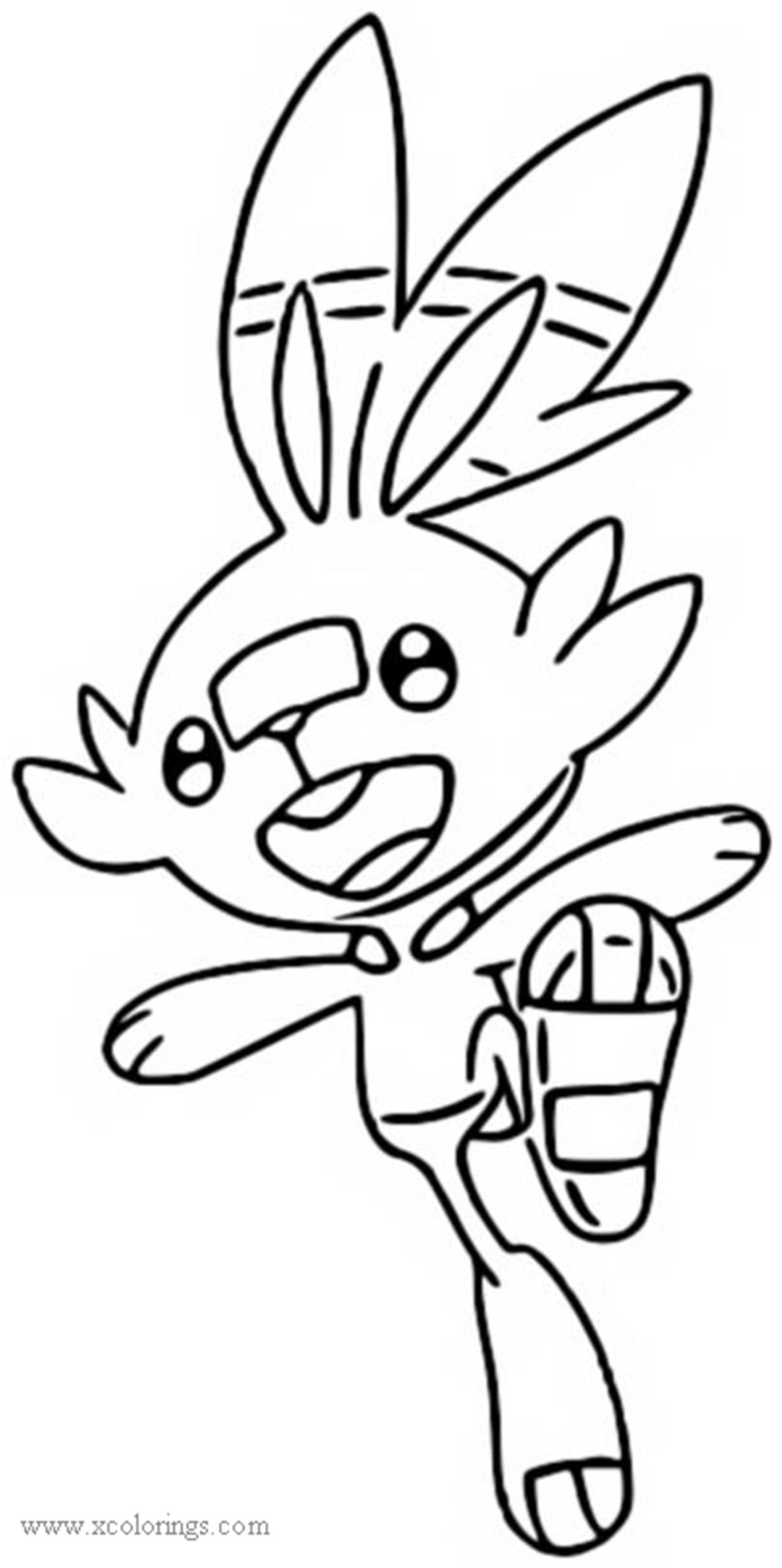 Scorbunny from Pokemon Sword and Shield Coloring Pages - XColorings.com