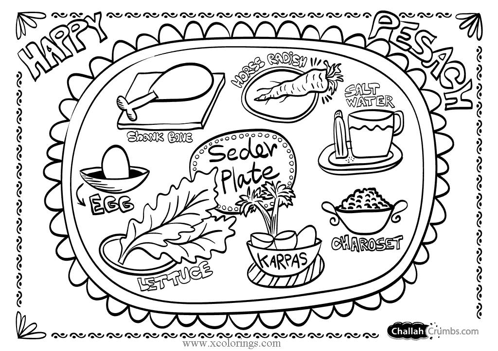 Free Seder Plate of Pesach Coloring Pages printable