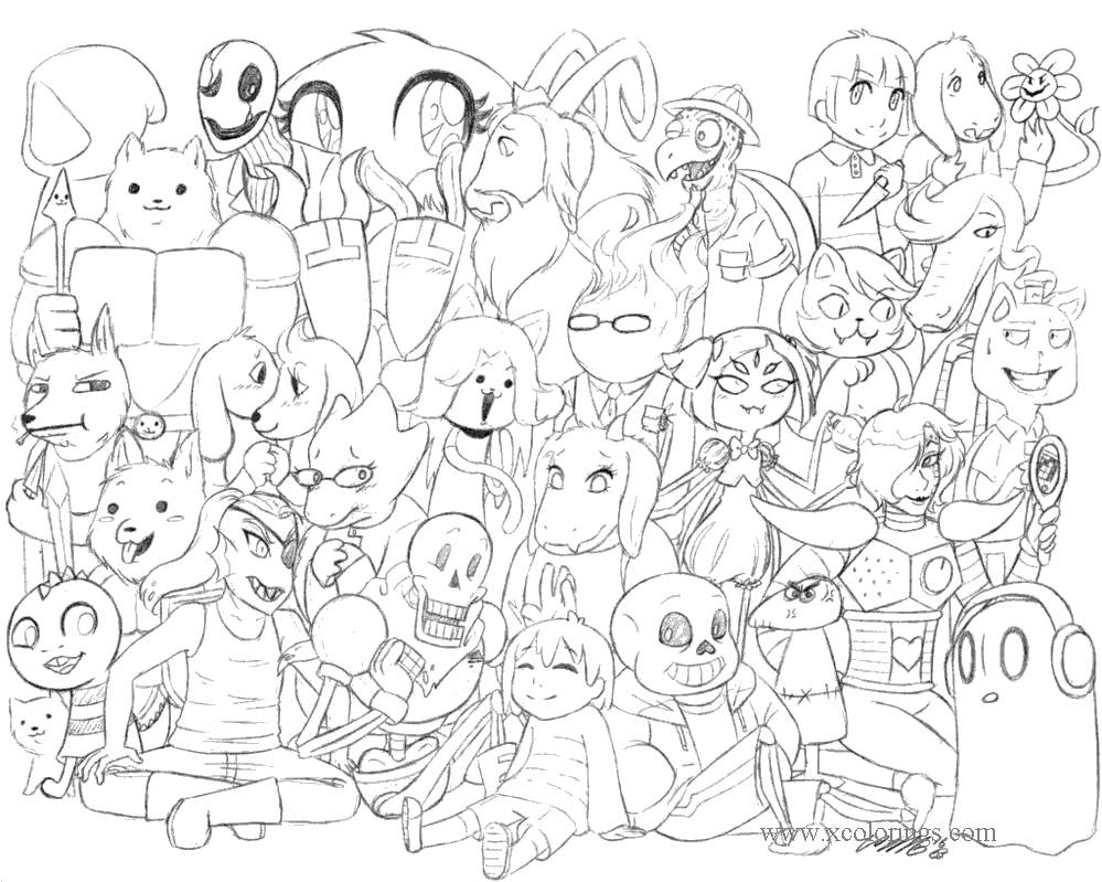 Free Undertale Characters Coloring Pages printable
