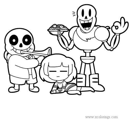 Free Undertale Sans Papyrus and Frisk Coloring Pages printable