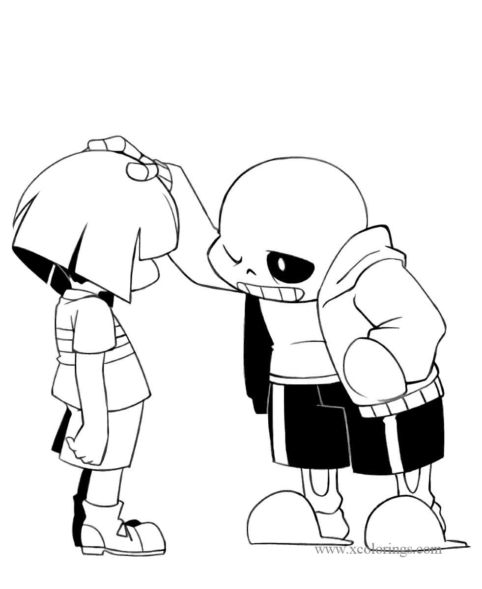 Free Undertale Sans and Chara Coloring Pages printable