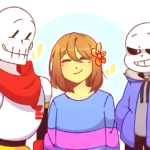 Undertale fanart Papyrus Frisk and Sans by Rensaven