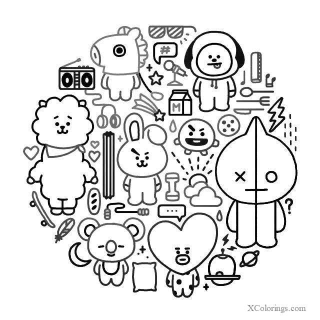 Free Video Game Bt21 Coloring Pages printable