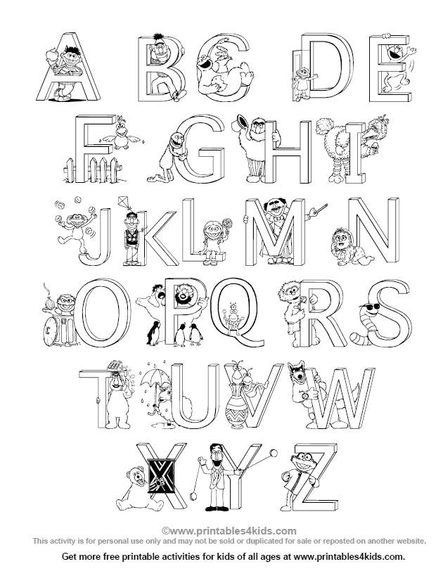 Free Alphabet A to Z Coloring Pages printable