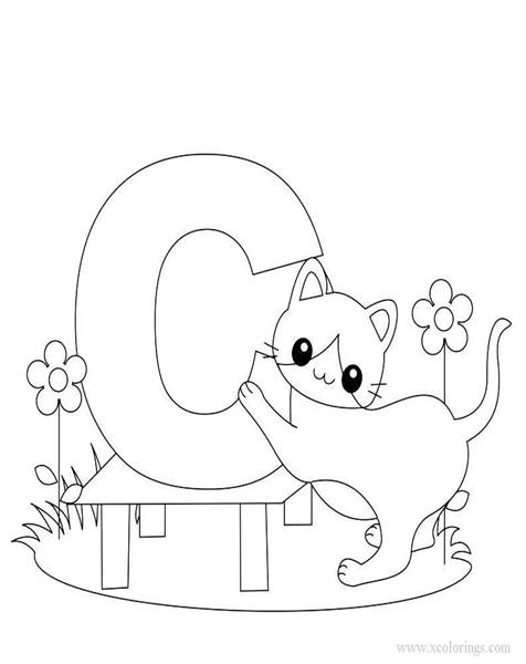 Free Alphabet C for Cat Coloring Pages printable