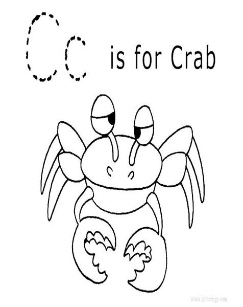 Free Alphabet C for Crab Coloring Pages printable