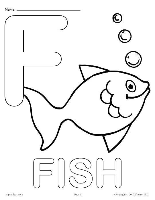 Free Alphabet F for Fish Coloring Pages printable