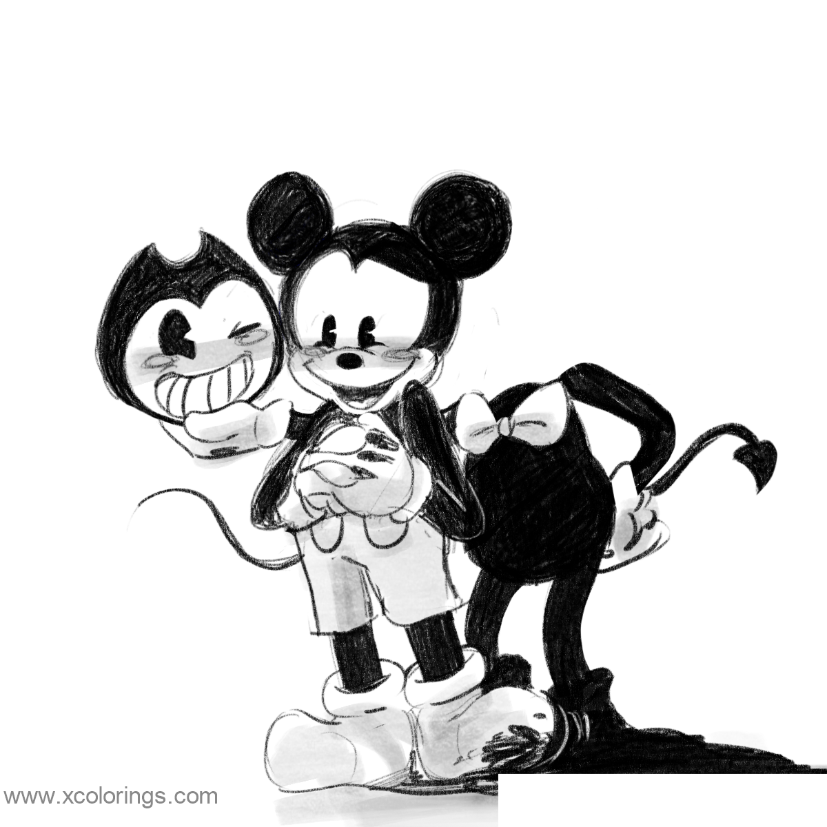 Free Bendy Love Mickey Mouse Coloring Pages printable