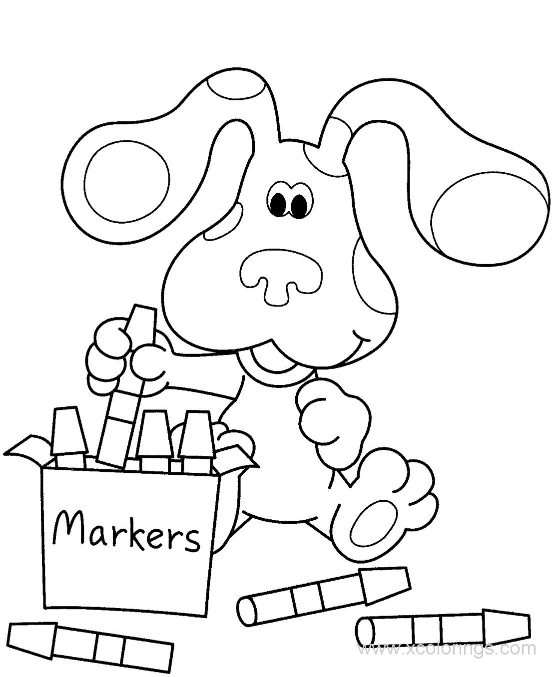 Free Blues Clues Blue with Markers Coloring Pages printable