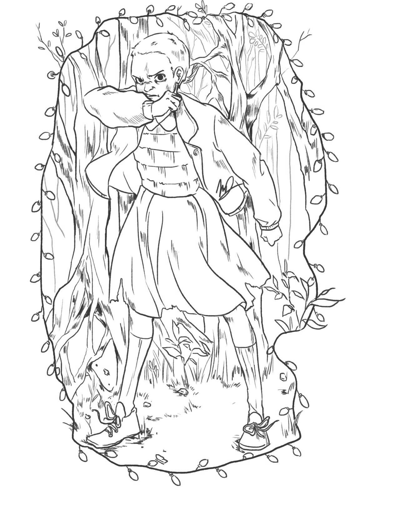 Eleven Stranger Things Coloring Page Coloring Pages
