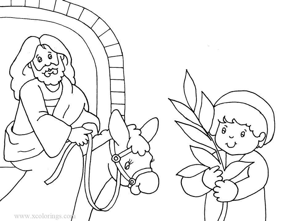 Free Boy with Palm Leaves Coloring Pages printable