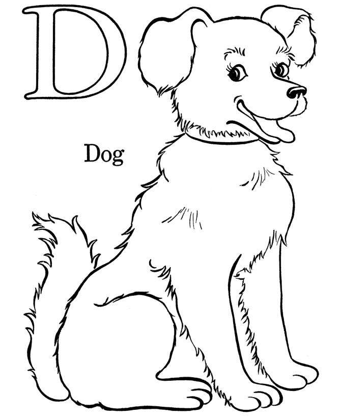 Free D is for Dog Alphabet Coloring Pages printable