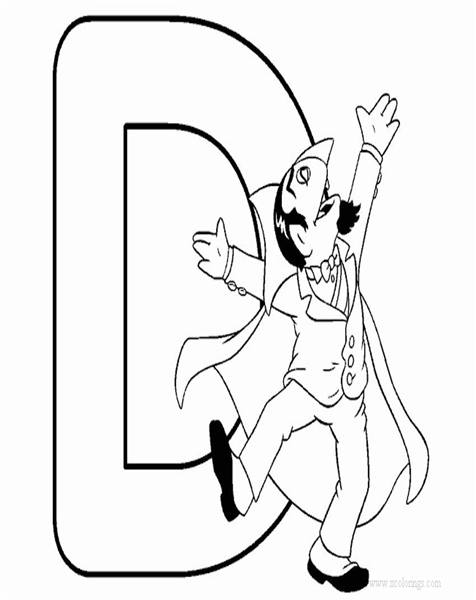 Free D is for Dracula Alphabet Coloring Pages printable