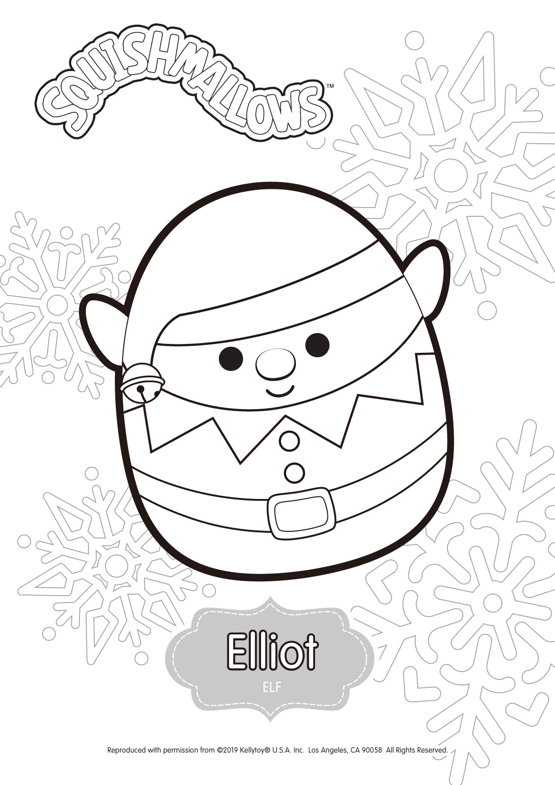 Free Elliot from Squishmallows Coloring Pages printable