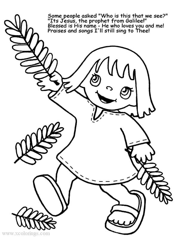 Free Girl and Palm Leaves Coloring Pages printable